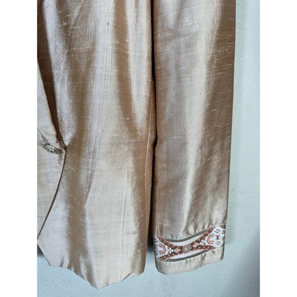 Vintage Morgan Matisse Blazer M Silk Shantung Look Embellished Collar Cuffs - Picture 4 of 11